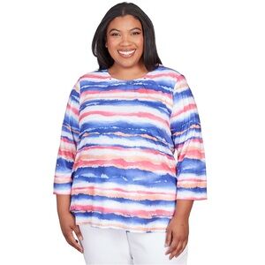 Alfred Dunner Women's Striped Blouse - Blue, Pink, WhiteAlfred Dunner Multicolor